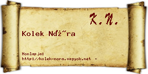 Kolek Nóra névjegykártya